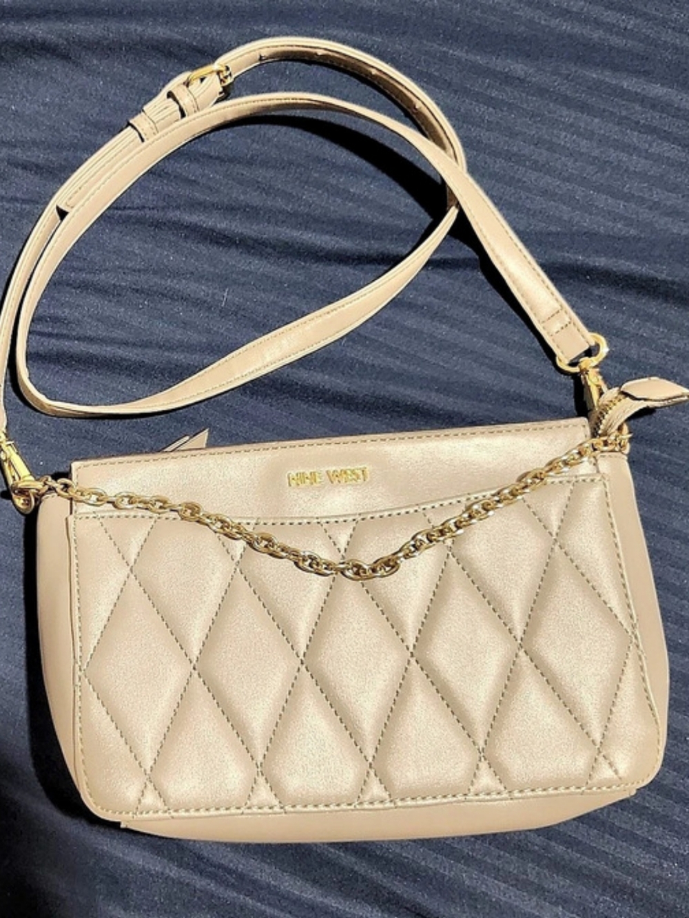 Nine West Quilted Shoulder Bag in White Like New